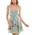 thumbnail image 1 of Trixxi Womens Juniors Ruffled Mini Fit & Flare Dress, 1 of 2