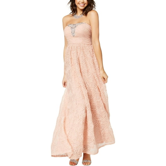 Trixxi Womens Juniors Soutache Strapless Formal Dress