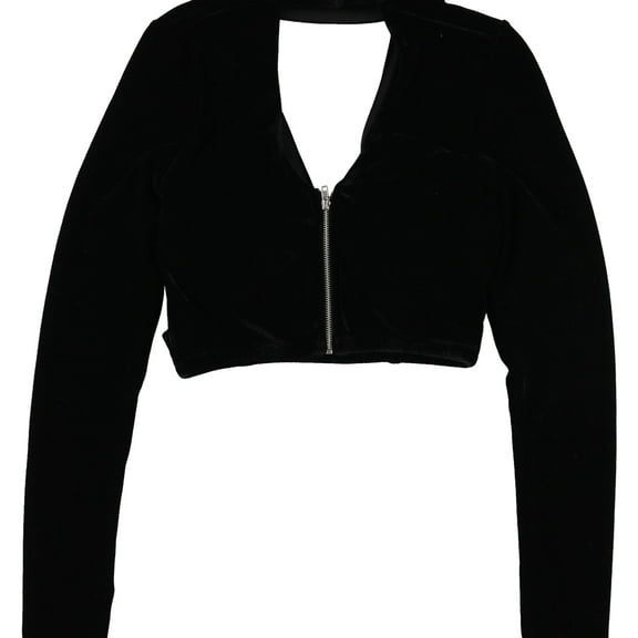 Trixxi Womens Velour Knit Blouse, Black, Juniors, 3