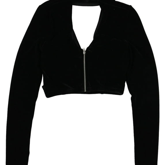 Trixxi Womens Velour Knit Blouse, Black, Juniors, 3