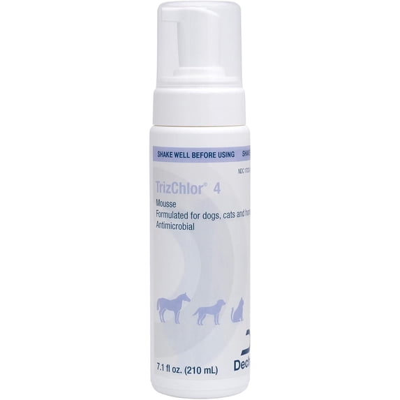 TrizChlor 4 Antimicrobial Mousse for Dogs, Cats & Horses, 7.1 fl oz / 210 ml