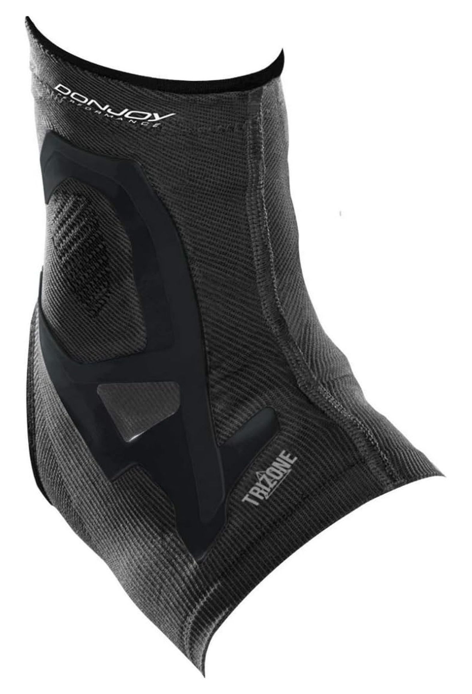 Trizone Ankle Compression Sleeve – Low-Profile Brace, Fits in Cleats or Any Shoe, Best for Running, Soccer, Tennis, Baseball, Softball, Ankle Support, Sprains, Rolled Ankles Medium Black