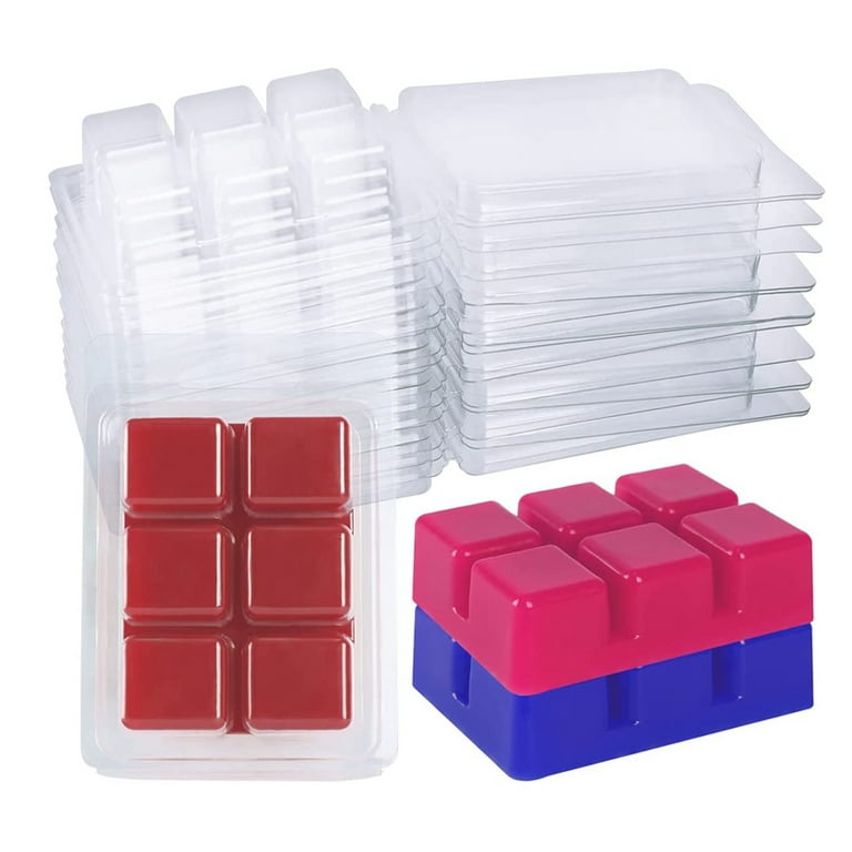 100 Packs Wax Melt Clamshells Molds, Clear Empty Plastic Square