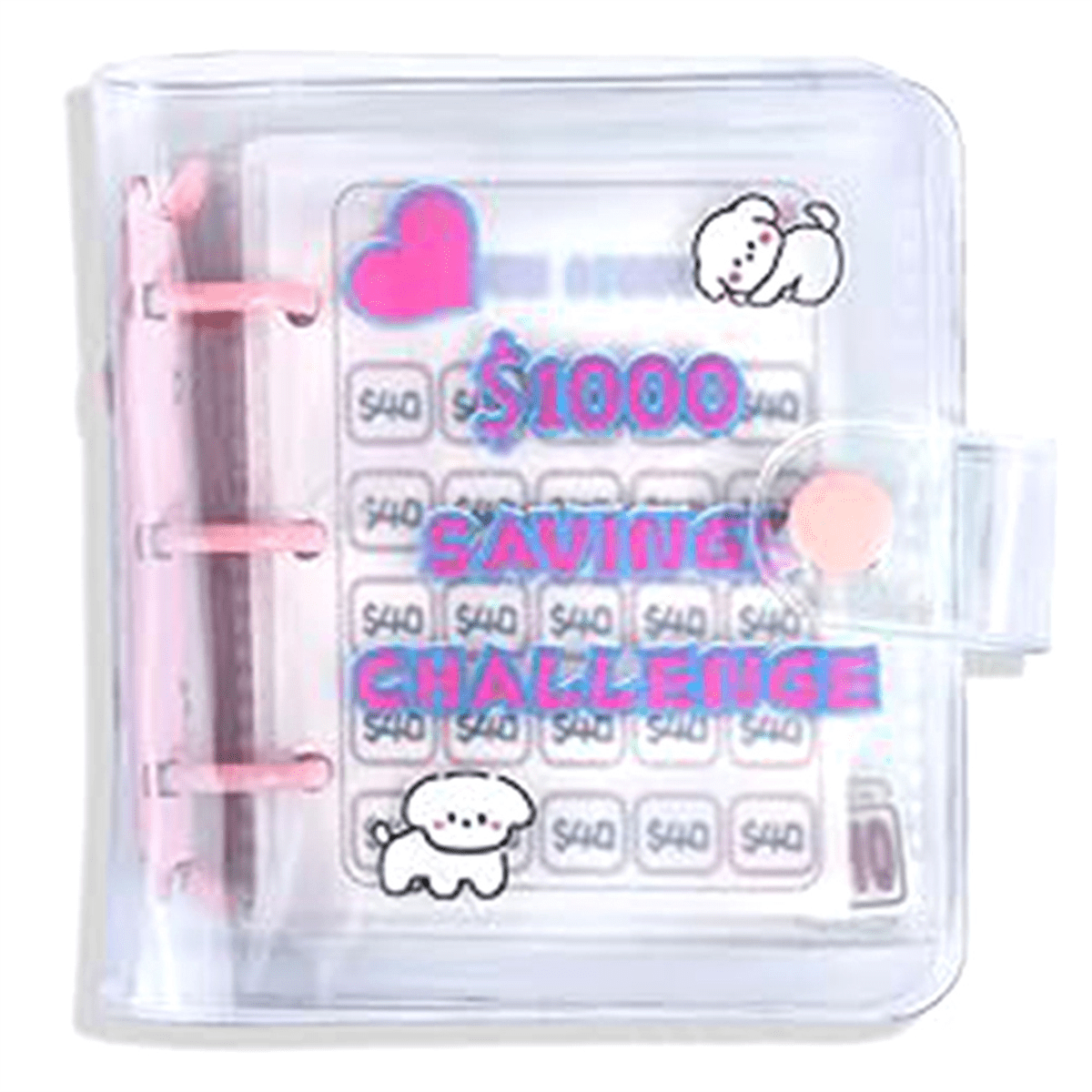 Trjgtas 1000 Savings Challenge Mini Binder with Envelopes, Storage