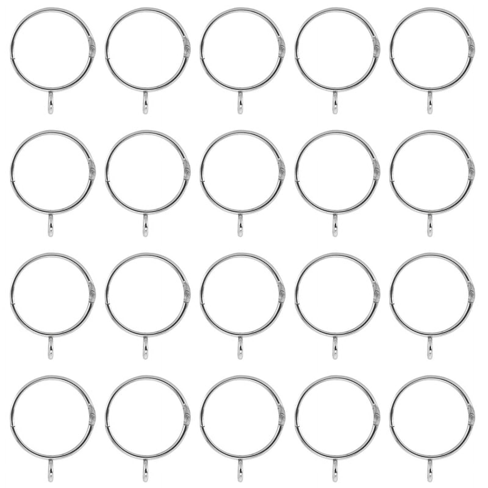 Trjgtas 20 Pcs Openable Silver Curtain Rings Open and Close Metal