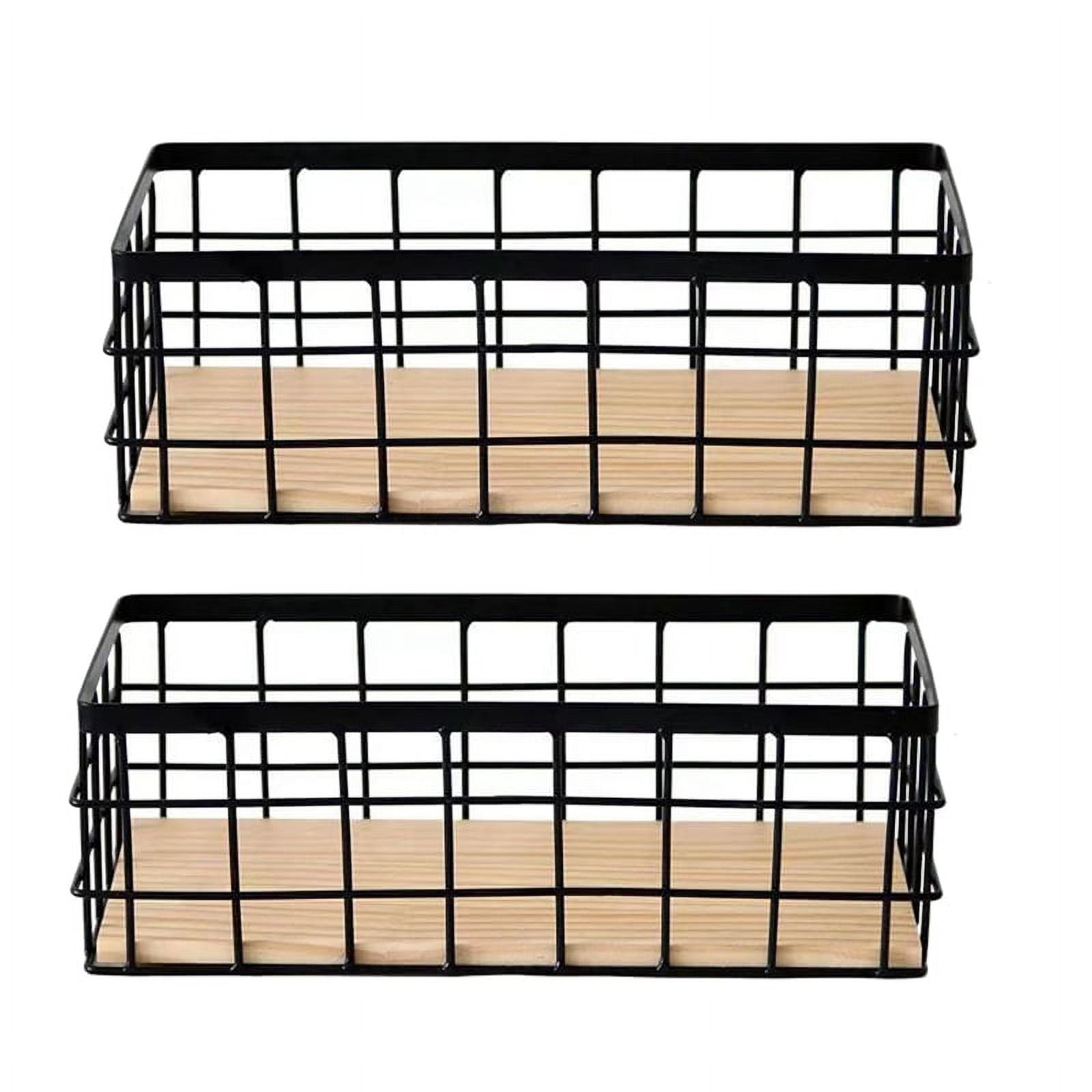 Trjgtas Iron Storage Baskets, Set of 2, Black