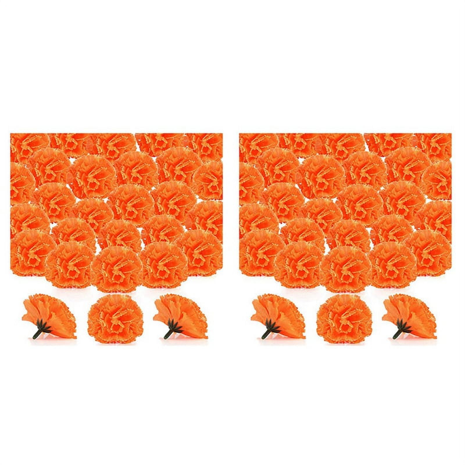 Trjgtas Marigold Flower Heads Bulk, 200Pcs Heads for Garlands Crafts
