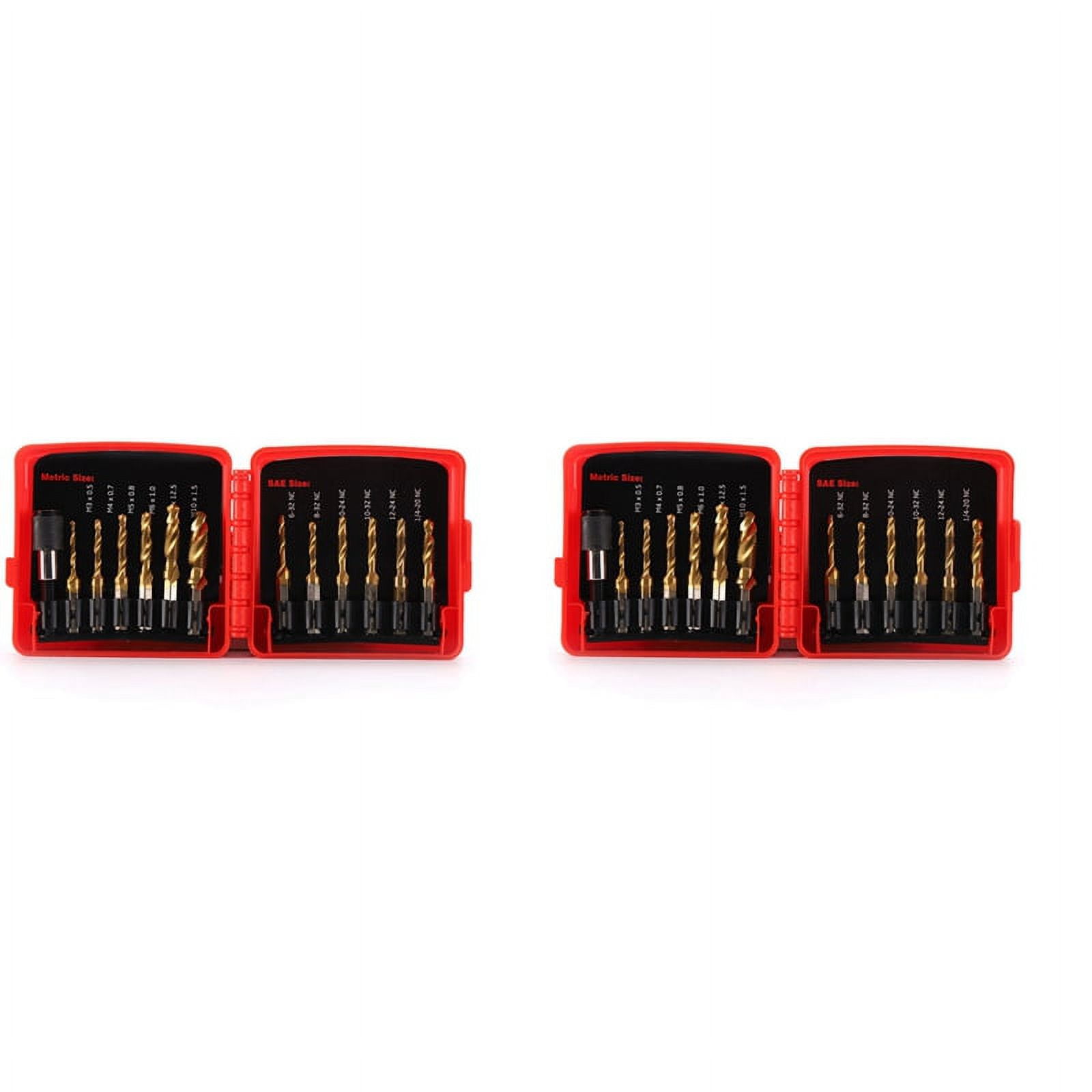 Trjgtas Titanium Combination Drill Tap Bit Set 26PCS SAE and Metric Tap