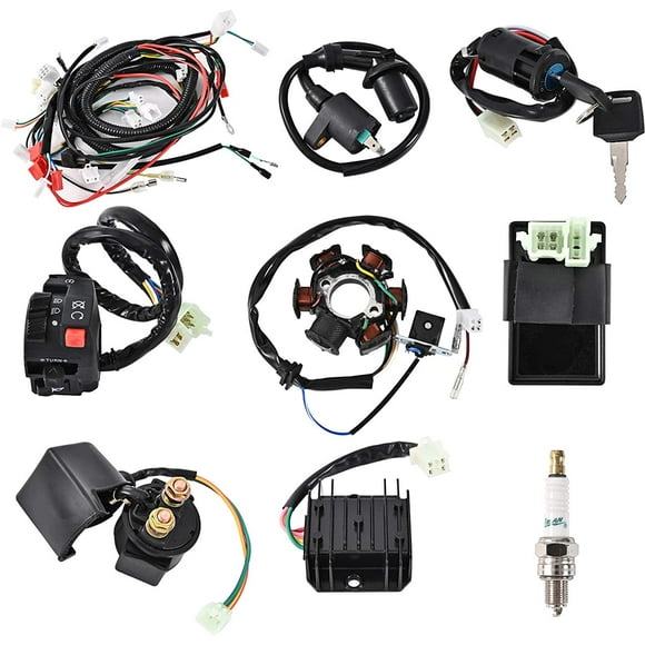 Trkimal Complete Wiring Harness kit Electrics Wire Loom Assembly with Full Copper Wire Stator CDI regulator ignition switch, ATV switch For 4-Stroke GY6 125cc 150cc Pit Bike Scooter ATV Quad Go Kart