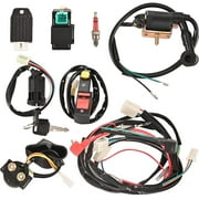 Trkimal Full Wiring Harness Loom Solenoid Relay Spark Plug Coil Regulator CDI For 4 Stroke ATV 50cc 70cc 90cc 110cc 125cc Dirt Pit Bike Buggy Quad Electric Start Engine