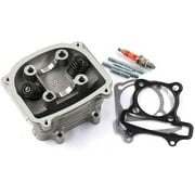 Trkimal GY6 150cc Cylinder Head Assembly Valves57.4mm for 157QMJ Engine Scooter Moped ATV Go Kart Quad Non EGR Type Together with Gaskets, Spark Plug and 4 Studs