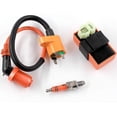 thumbnail image 1 of Trkimal High Performance Racing AC Cdi Box 6pin + Ignition Coil + 3 Electrode Spark Plug for GY6 50cc 80cc 125cc 150cc Moped Scooter ATV Go Kart, 1 of 5