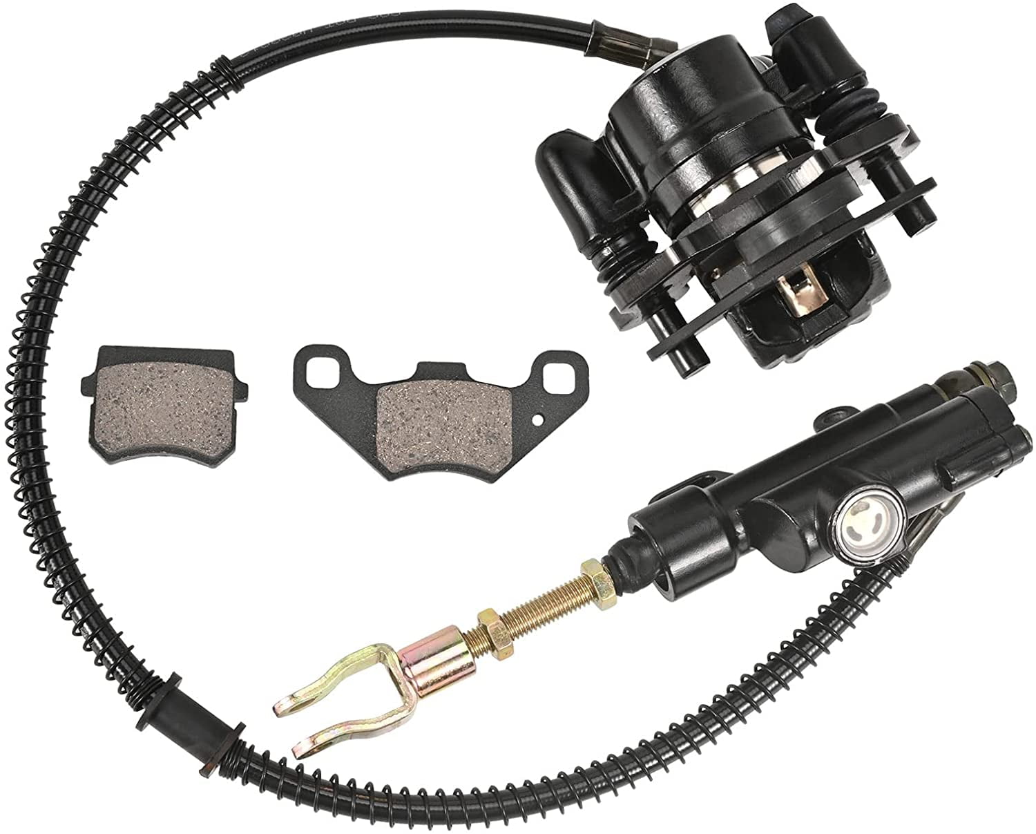 Trkimal Rear Disc Brake Master Cylinder Caliper With Replaced Disc Brake Pads for Chinese TaoTao 110cc Peace Motorsports Quad Coolster 3050HD ATV Kids Four Wheeler 50cc 70cc 90cc 110cc 125cc