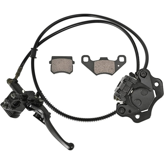 Trkimal Rear Hand Hydraulic Disc Brake Master Cylinder Caliper Assembly with Brake Pads for Chinese ATV Quad TaoTao Sunl Roketa NST Cool sport 50cc 70cc 90cc 110cc 125cc