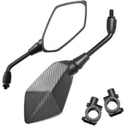 Trkimal Universal Adjustable Motorcycle Rear View Mirror - Rhombus Convex Mirror with 10mm Clockwise Thread Bolt, 7/8? Mount Clamps for Handle Bar of Motorcycle, Scooter, Atv, Etc.