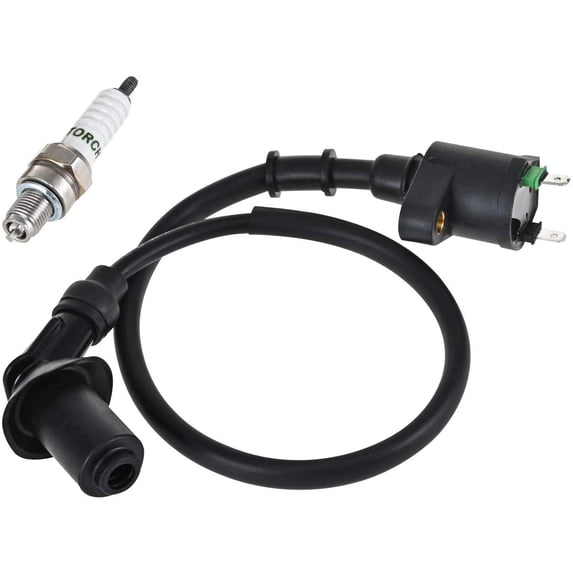 Trkimal Universal Ignition Coil + Spark Plug for GY6 50cc-150cc Taotao Motorcycle ATV Scooter Moped Go Kart