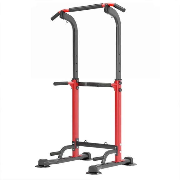 Trlakepreble Power Tower Pull Up Bar Station, Pull Up Rack Dip Station for Home Gym, Height Adjustable Home Strength Training Fitness Workout Equipment for Beginners Under 6 Feet Tall