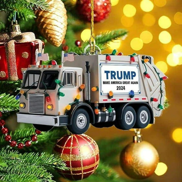 Trmp 2024 Garbage Truck Ornament, Christmas Tree Decoration, Patriotic