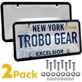 thumbnail image 1 of Trobo License Plate Frames and Covers Combo, 2 Pack Tinted Bubble Design License Plate Holder, Weather Proof Car Front Or Rear Unbreakable Plate Shields, Fits All Standard US Plates, Screws Included, 1 of 7