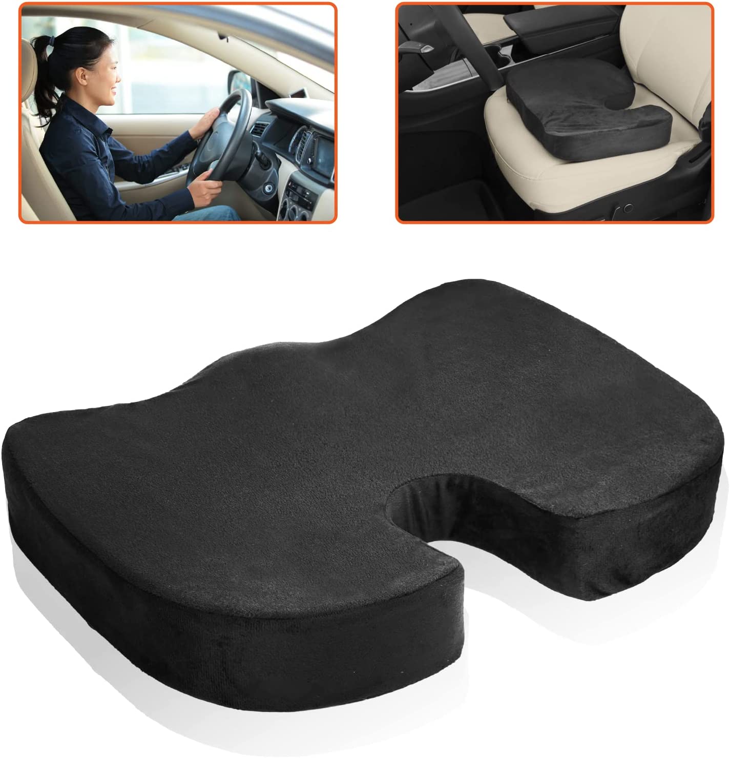 Trobo Seat Cushion, Car Pillow for Driving Seat to Improve Sciatica,  Coccyx, Hip and Tailbone Pain, Ergonomic Memory Foam Chair Pad for Lower  Back