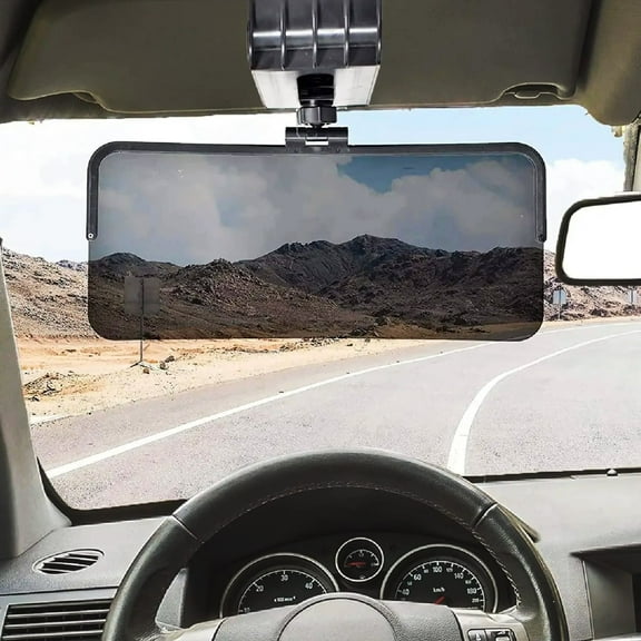 Trobo Sun Visor Extender, Curved Polarized See-Through Visor Extension for Car Windshield with A 360 Rotation Head, Clip-On Adjustable Anti-Glare Sun Blocker Protects from UV Rays & Snow Blindness