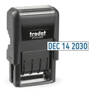 Trodat 4820 Printy 4.0, Self-Inking Date Stamp for Professional, Classroom and Personal Applications, 3/8” x 1-¼”, Eco-Friendly and CO2 Compensated - Blue Ink