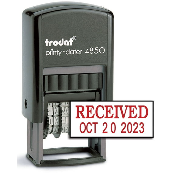 Trodat 4850 Date Stamp with RECEIVED, Self Inking Stamp - Red Ink