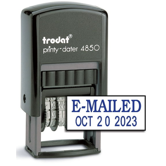Trodat 4850 Date Stamp with e-MAILED, Self Inking Stamp - Blue Ink