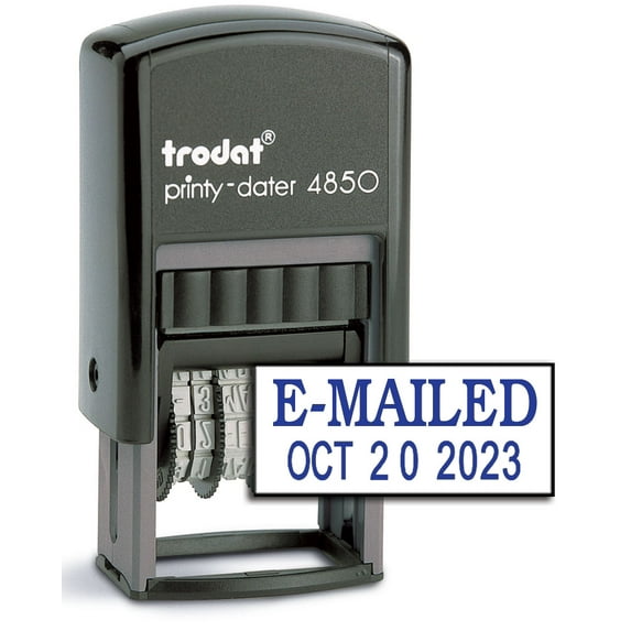 Trodat 4850 Date Stamp with e-MAILED, Self Inking Stamp - Blue Ink