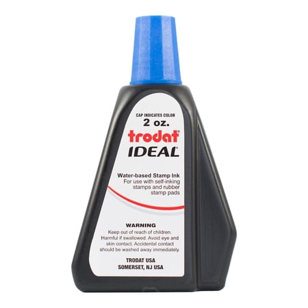 Trodat 53025 Ideal Premium Replacement Ink for Use with Most Self Inking and Rubber Stamp Pads, 2 oz, Blue