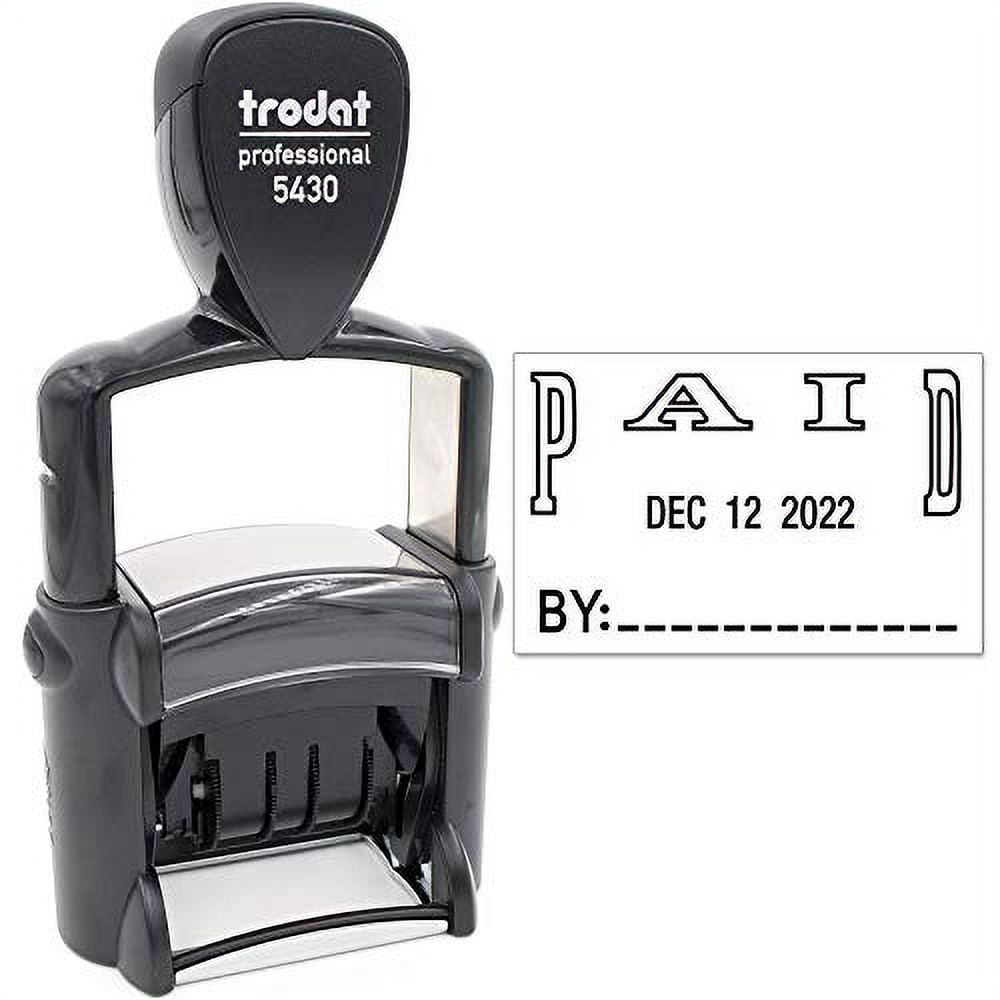 Trodat 5430 Self-Inking Date Stamp With “PAID” – Red Ink, 1x1-9/16 Inch Impression, Good Through 2033