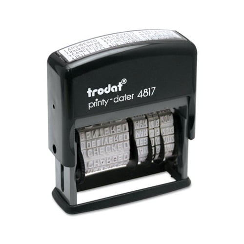 Economy 12-Message Stamp Dater, Self-Inking, 2 x 0.38, Black