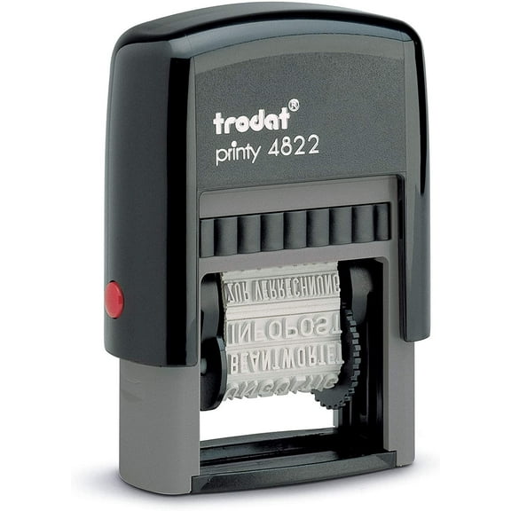 Trodat Printy 4822 Self-inking 12 Message Stamp, Red Ink
