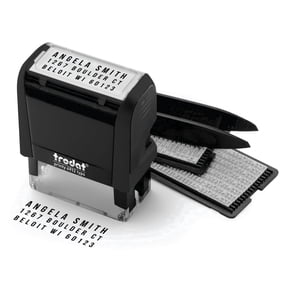 Trodat Printy 4912 Self-Inking Do-It-Yourself (DIY) 4 Line Custom Stamp Kit with Black Ink, Impression Size: 3/4” x 1-7/8”