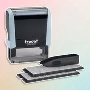 Trodat Printy 4912 Self-Inking Pastel Blue Do-It-Yourself DIY 4 Line Custom Stamp Kit with Black Ink, Impression Size 3/4  x 1-7/8