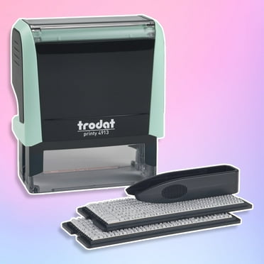 Trodat Printy 4913 Self-inking Pastel Green DIY Stamp Kit with Black Ink – 5 Lines, Impression Size: 7/8” x 2-3/8” inch