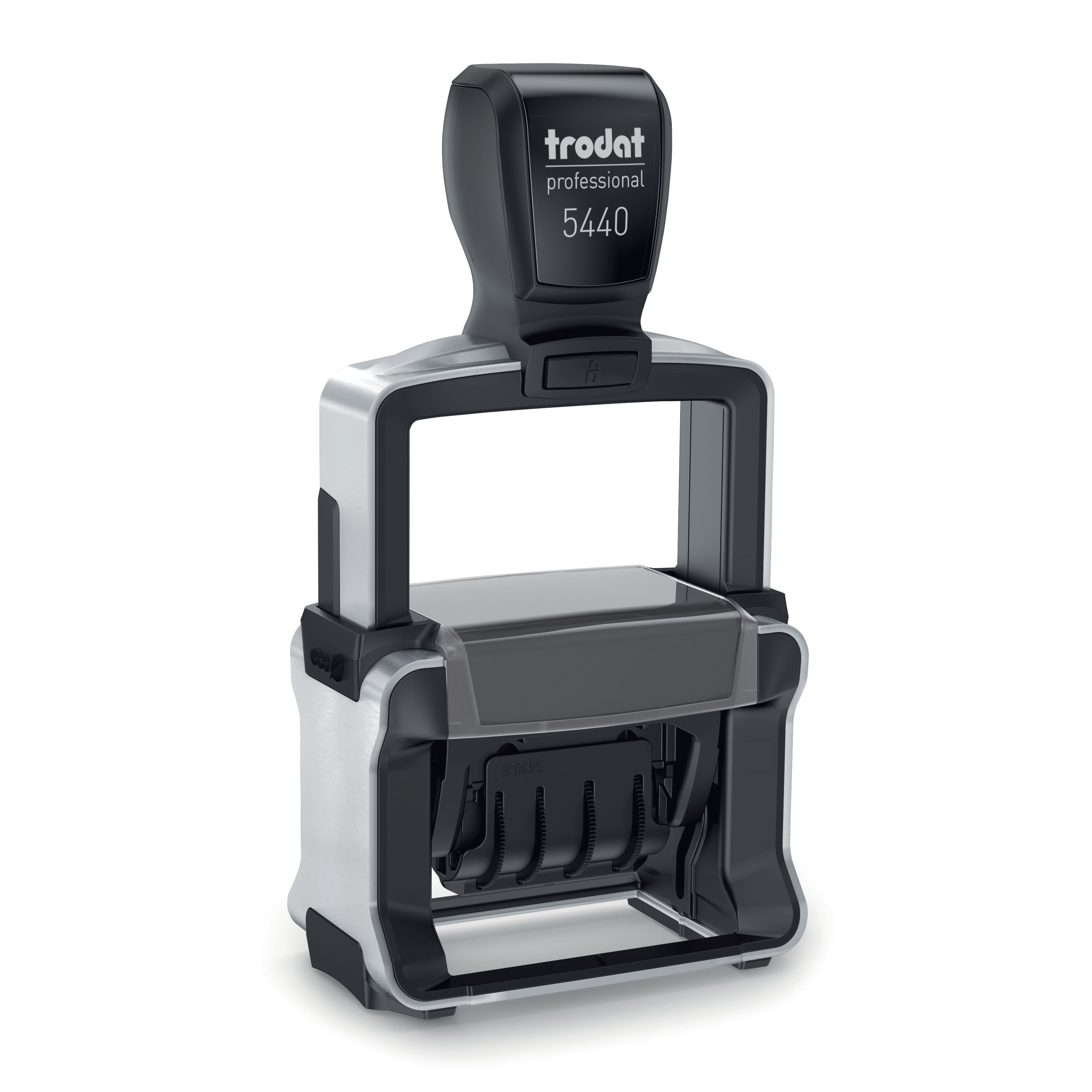 Trodat Professional Date Stamp 5440L Self-Inking with ENTERED, PAID, FAXED and RECEIVED messages Red and Blue Impression