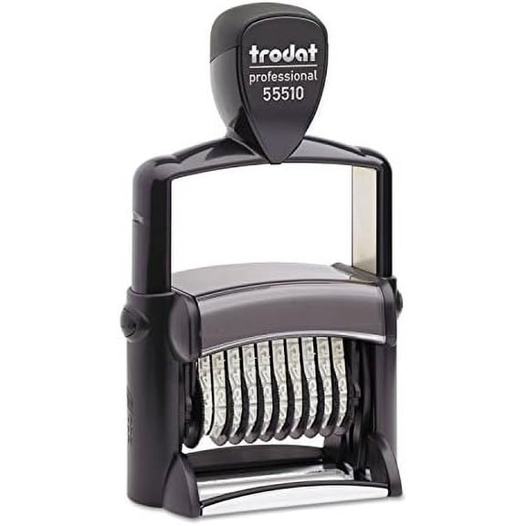 Trodat Professional Numberer, 10 Digit Self-Inking Numbering Stamp, 3/8 x 2 1/4 Inches (T55510), Black$$Office