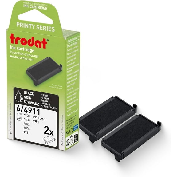 Trodat Replacement Ink Pads, Printy 4911 Stamp, 2 Pack, Black