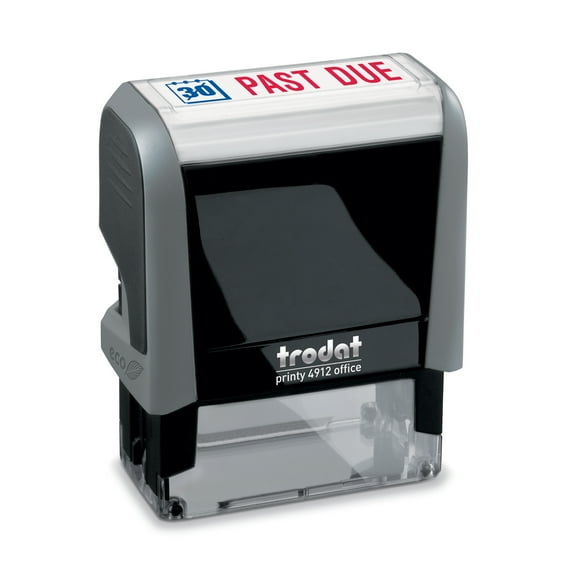 Trodat Stamp 4912 Office Printy with English PAST DUE Self-inking, Red and Blue Ink, Impression Size 3/4" x 1-7/8"