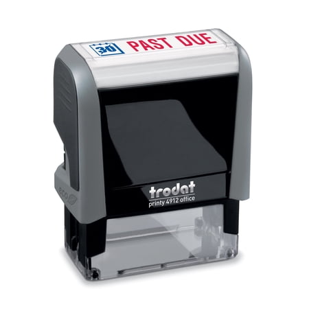 Trodat Stamp 4912 Office Printy with English PAST DUE Self-inking, Red and Blue Ink, Impression Size 3/4" x 1-7/8"