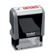 Trodat Stamp 4912 Office Printy with English Text ENTERED   Self Inking, Red and Blue Ink, Impression Size 3/4 x 1-7/8