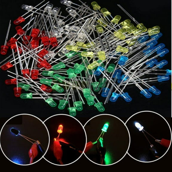 Troglfold 200 pcs 3mm 5mm LED Light White Yellow Blue Red Green Assortment Kit Compatible for