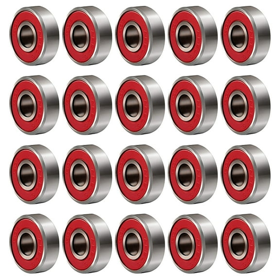 Troglfold 20pcs 608 2RS Inline Roller Skate Wheel Bearing Anti-rust Skateboard Wheel Bearing Sealed ABEC-9 (Red)