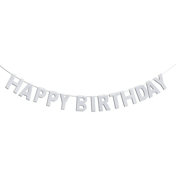 Troglfold 3 Meters Glitter HAPPY BIRTHDAY Banners Birthday Party Decoration Birthday Bunting Flags Paper Garland Hanging Ornaments Photo Props Room Banners Decor (Silver),5.12"X0.2"X5.91"