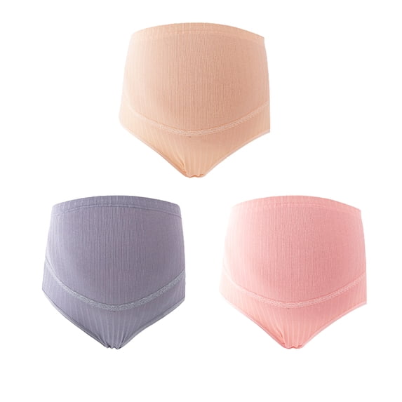 Troglfold 3pcs 2XL Cotton High Waist Adjustable Maternity Panties Splice Stomach Lift Nursing Underwear for Pregnant Women (As Shown)
