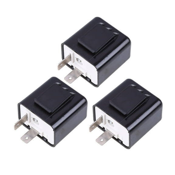 Troglfold 3pcs Motorcycle Turn Signal Light Relay Motorcycle Flasher 2 Pin LED Indicator Lamp DC12V 21Wx2+3.4W (Black)