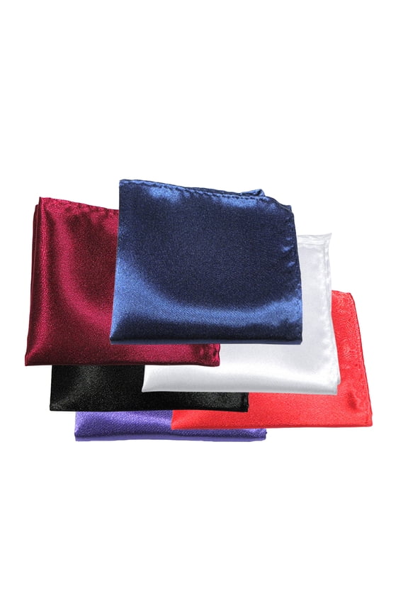 6pcs Mens Suit Pocket Squares Wedding Handkerchiefs (Bright Red & Wine Red & Black & White & Purple & Navy Blue)