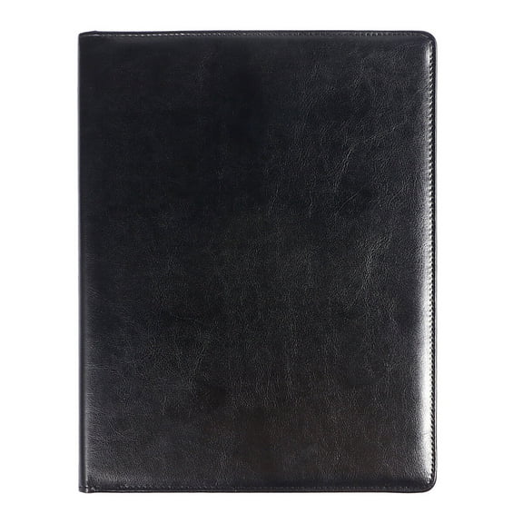Troglfold Document Folder Black Leather A4 Document Organizer with Clip & Pocket,12.8"X9.84"X0.59"