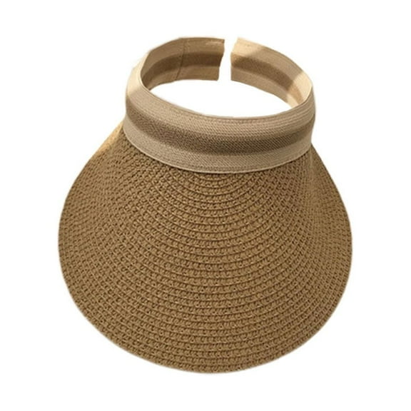Troglfold Empty Beach Hat Portable Sun Hat Outdoor Sun Protection Simple Style Casual Hat for Outside (Light Coffee)